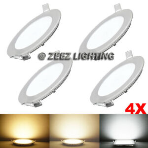 4X 6W 4"Round Cool White LED Recessed Ceiling Panel Down Light Bulb Lamp Fixture