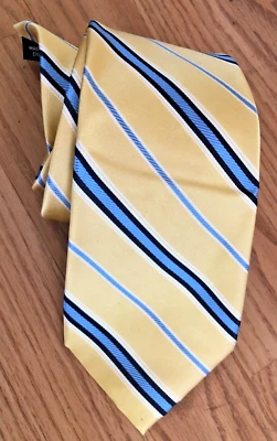 Corbata de diseñador JOSEPH ABBOUD para hombre 100 % seda rayas amarilla/azul/negro/blanco Foto 1 de 4