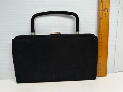 Bolso sin asas plano negro vintage años 40/50 Garay/Paray cartera de tela Foto 1 de 4