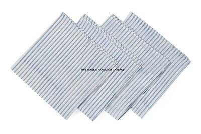 Indian Cotton Napkins Dinner Table Deocr Striped Print Cloth 12" Pack Of 6 PC Foto 1 de 3