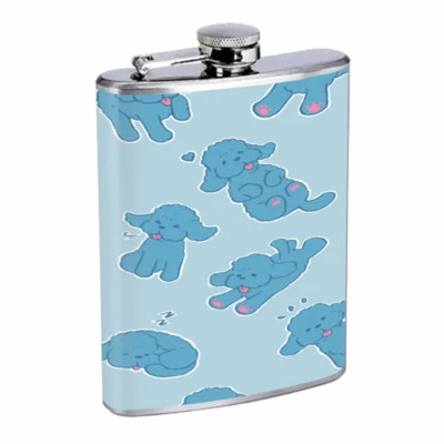 Frasco Blue Poodle Em1 8 oz acero inoxidable para beber whisky de cadera Foto 1 de 2