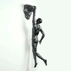 Rock Climbing Sculpture Wall Hanging Decoration Resin Statue Figurine Craft Home - Picture 1 of 18
