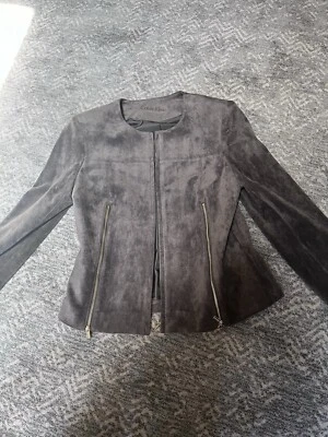 Chaqueta Calvin Klein para mujer talla 2 marrón gamuza cintura corta Foto 1 de 4