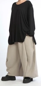 PLUS SIZE BEIGE WOOL 2 POCKETS BALLOON BAGGY PANTS XL-XXL - Picture 1 of 5
