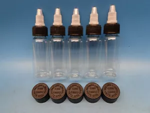 (5) 1 oz 30 ml botella líquida de tinta para tatuaje PET plástico transparente giro vacío + gorra para niños - Imagen 1 de 3
