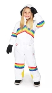 Tipsy Elves Sunrise Shredder Neon Retro Striped White Size 7-8 Rainbow Snow Suit - Picture 1 of 2