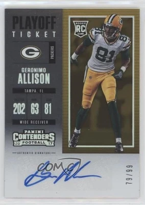 2017 Panini Contenders Playoff Ticket /99 Geronimo Allison #202 Rookie Auto RC - Image 1 of 2