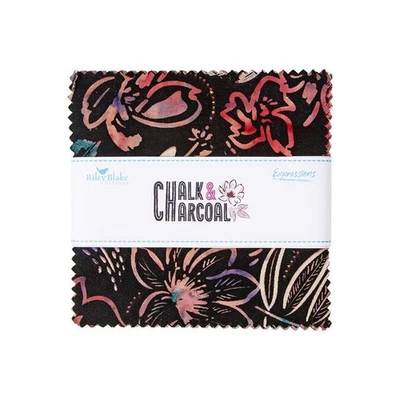 Expressions Batiks 5" Pack Cuadrado en Tiza y Carbón B por Riley Blake Foto 1 de 2