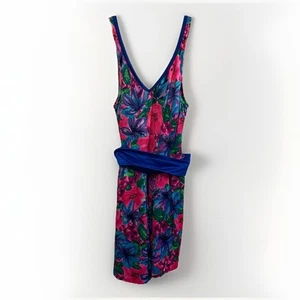 Vintage Jantzen Swimsuit 80s 90s Floral One Piece Dress Tropical Retro Size XL? - Picture 1 of 18