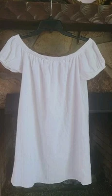 NWT Cooperative Boho Mini Dress White Gauze Cotton Linen Sz S Puff Sleeve Lined - Image 1 of 4