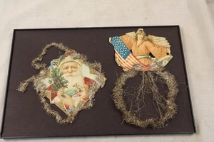 Antikes viktorianisches Altpapier & Lametta Weihnachtsdekoration 11" x 17" - Bild 1 von 7