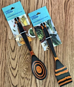 Juego Chefs Atelier Madera Pakka Cuchara Sólida y Turner Naranja Utensilios de Cocina ¡NUEVO! - Imagen 1 de 5