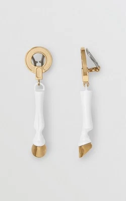 Auténticos pendientes colgantes de pezuña blanca/dorada BURBERRY para mujer Foto 1 de 4