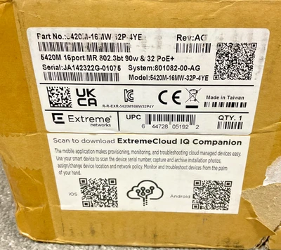 Extreme Networks ExtremeSwitching 5420M 48 port 10 100 1000 + 4 port 10 25 Gig - Image 1 of 4