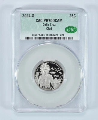 2024-S Washington Quarter Clad Celia Cruz PR70 DCAM CAC CACg *0474 - Image 1 of 4