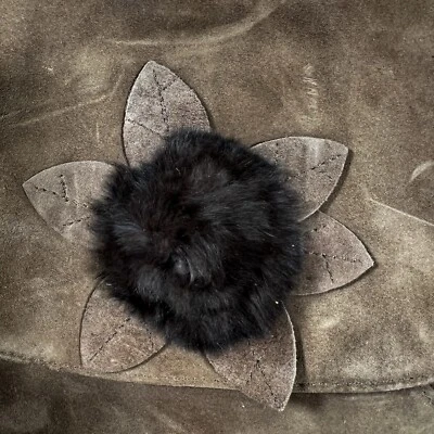 Bolso de Mano J Renee Gamuza Vintage Marrón Cartera Boho Hippy Cottage Core Años 70 Borde de Piel Foto 1 de 4