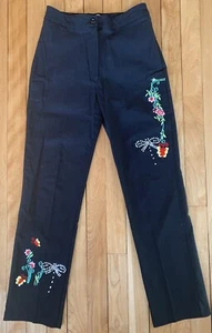 Pantalon noir stretch brodé orné coloré (2) sélection kak - Photo 1/3