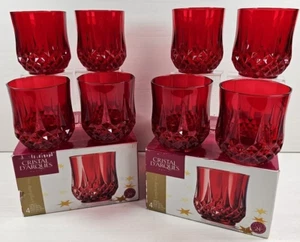 (8) Cristal D'Arques Longchamp Ruby Double Old Fashioned Set Crystal France Lot - Picture 1 of 24