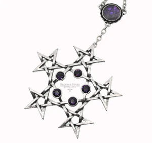 Alchemy Gothic PentaGramatron Necklace P761 Goth Crystal Pentagram Purple - Picture 1 of 5