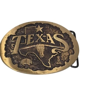 Bronze Gürtelschnalle Texas High Mesa 1983 Albuquerque NM Longhorn Gürteltier Cowboy - Bild 1 von 8