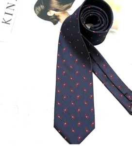 New Classic Polka Dot Blue Red JACQUARD WOVEN 100% Silk Men's Necktie Tie - Picture 1 of 1