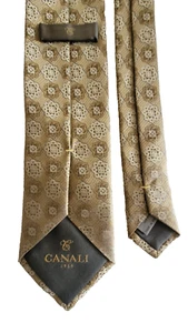 Corbata 100 % seda color tostado/dorado Canali 3,75” X 59,5” lujo italiano - Imagen 1 de 12