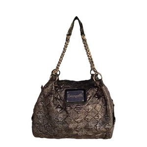 Betsey Johnson Betseyville Purse Shoulder Handbag Brown Black Silver Metallic - Picture 1 of 15