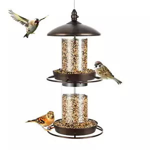 2-Tier Bird Feeder with Sure-Lock Cap and Hanging Hook, Wild Bird Feeders - Picture 1 of 6