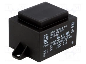 Transformer: Coated 500mA 6V 500mA 6VA 230VAC 6V 200g BV EI 422 1219-Tra - Picture 1 of 1