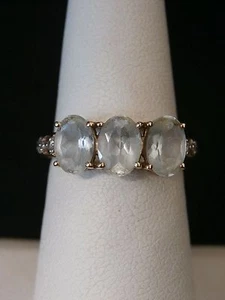 Impresionante Anillo Oro Amarillo 10k Aguamarina y Piedra Blanca. ¡Haz oferta! #388 - Imagen 1 de 6