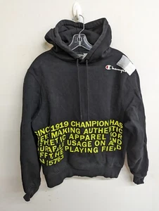Champion 1919 Rare Men's Hoodie Pullover Thick Graphic Black Size Medium - Picture 1 of 7