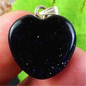 AWSOME! Blue Sand stone Heart Pendant & 18" Necklace ! FREE SHIPPING INTHE USA! - Picture 1 of 2