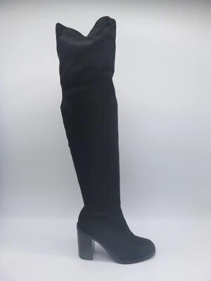 Bar III Diandra Black Fabric Over The Knee Boots Size 6.5 M Block Heel — 第 1/4 张图片