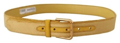 DOLCE & GABBANA Belt Yellow Velvet Gold Metal Logo Engraved Buckle s. 85 cm/34in - Image 1 of 4