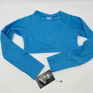 Art Class Girls Size Medium 8 Cyber Long Sleeve Swim Top in Blue Turquoise 2051 - Picture 1 of 7