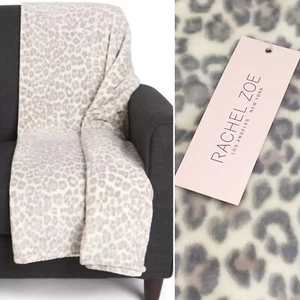 Rachel Zoe Snow Leopard Throw Blanket Microfleece Gray Cream 60x70 Oversize - Picture 1 of 10