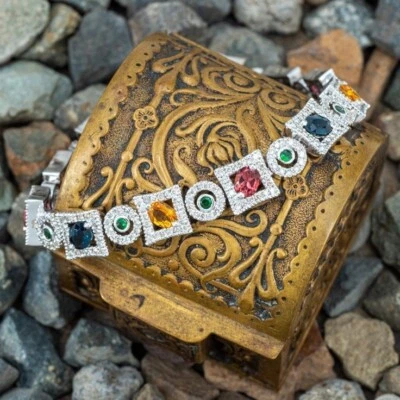 21.65TCW Multi Shape & Color Gemstone Engagement Bracelet In Solid 935 Silver - Image 1 of 4
