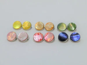 Ohrclips Perlmutt Cabochon 14mm flach platiniert - Bild 1 von 19