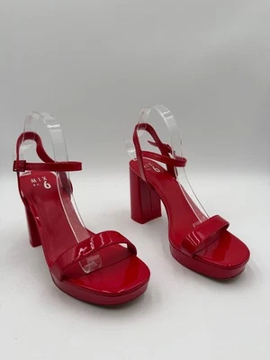 Mix No. 6 красных босоножки из лакированной кожи на массивном каблуке с ремешком на лодыжке — размер 9,5 - Изображение 1 из 4