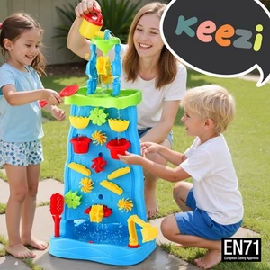 Keezi Kids Sand and Water Table Waterfall Wall Sandpit Toys Beach Shovel - Picture 1 of 9