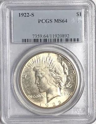 1922 S PEACE "PCGS MS64" - BEAUTIFUL COLOR/HIGH POINTS /EAGLE FEATHERS STUNNING✅ - Image 1 of 3