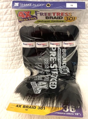 Синтетическая плетеная коса Shake-N-Go Freetress 4X 301 — черная - Изображение 1 из 4