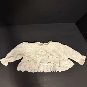 Vintage Baby Cottagecore Strickjacke Kleinkind Gr. 6-9 Monate Rüschen Kanten Blumenmuster Rose - Bild 1 von 7