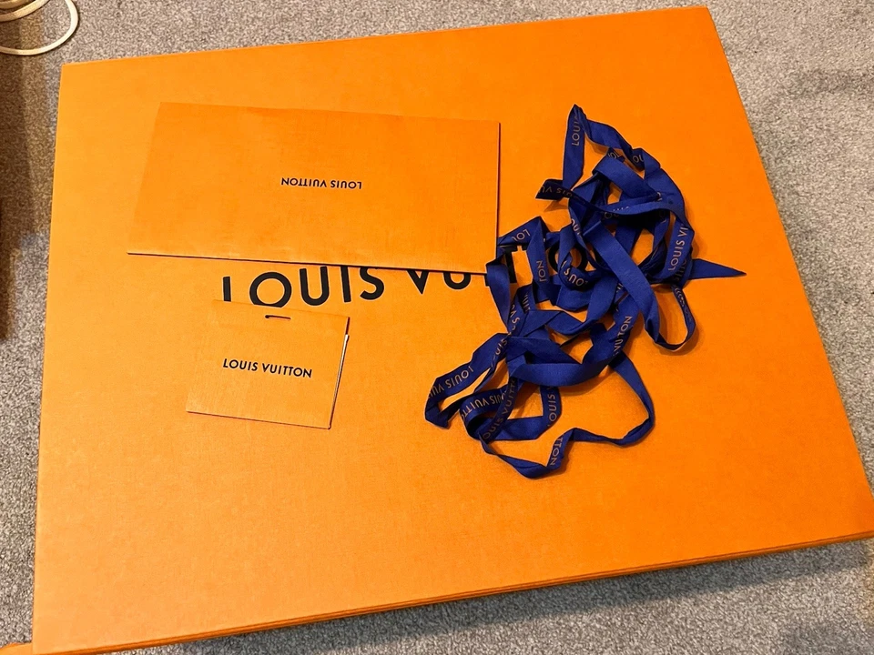 LV LOUIS VUITTON empty box with envelope, booklet. and ribbon 45 x 37 x 16.5 cm