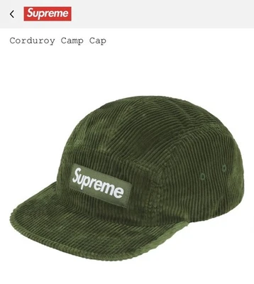 Boné de acampamento Supreme veludo verde FW25 - Imagem 1 de 3