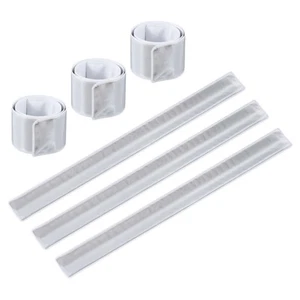 6 Pcs Reflective Slap Bands, Reflector Band Snap Bracelet Silver - Picture 1 of 7