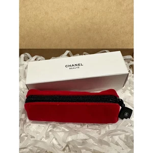 Rare Chanel Makeup Vip Gift Red Lipstick Lip Balm Case Mini Pouch with Box - Picture 1 of 3