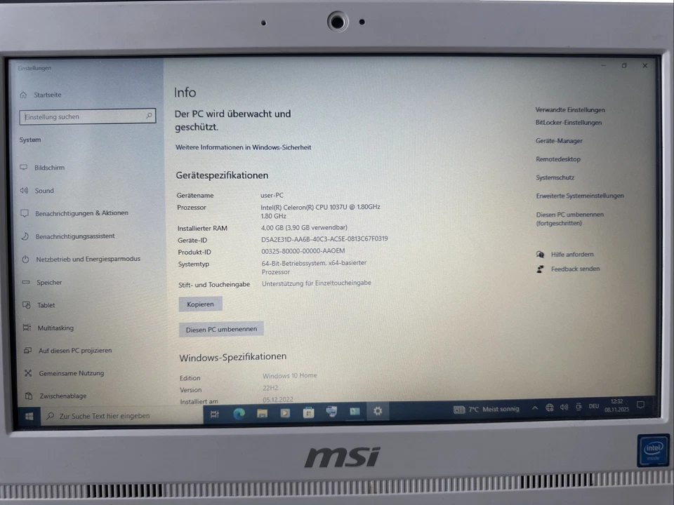 MSI All-in-One PC MS-A615 Touchscreen - Windows 10 Home 4 GB RAM 500GB HDD - Bild 1 von 4