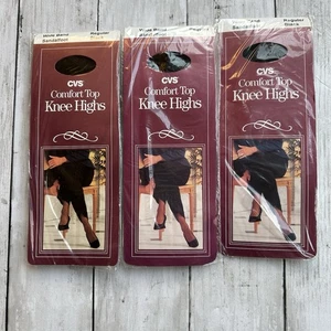 VINTAGE CVS COMFORT TOP KNIESTRÜMPFE SCHWARZ SANDALE FUSS NORMAL 3er SET - Bild 1 von 3