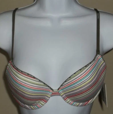NWT CALVIN KLEIN striped less coverage (level 1) convertible T-shirt bra, 32B - Image 1 of 2